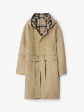 Burberry Reversible Hoodie Coat In Wool Tag Size 8 Women